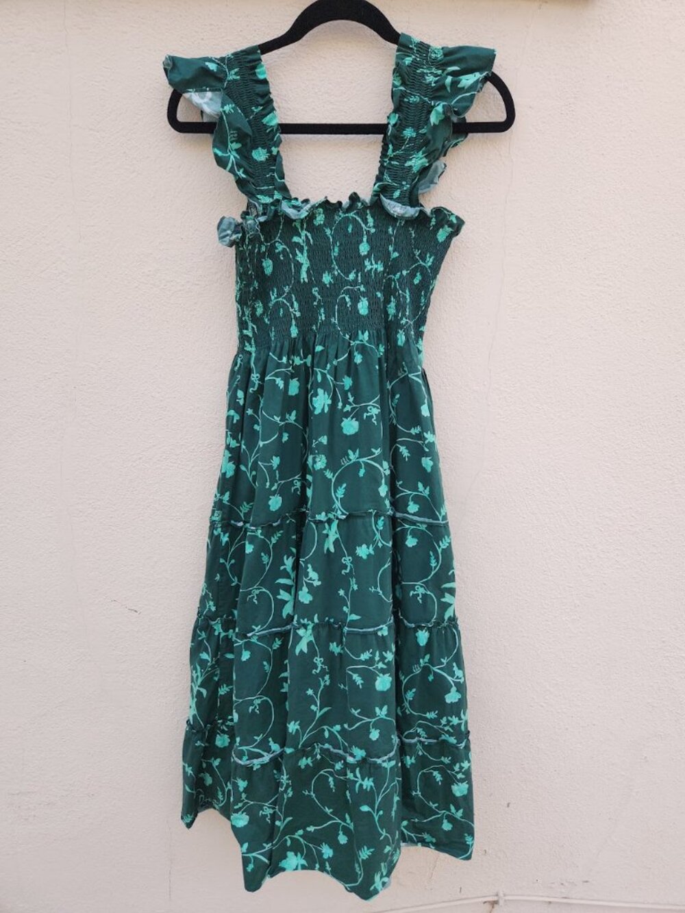 Hill House Ellie Nap Smocked Midi Dress in Green Botanical - Picture 7 of 7